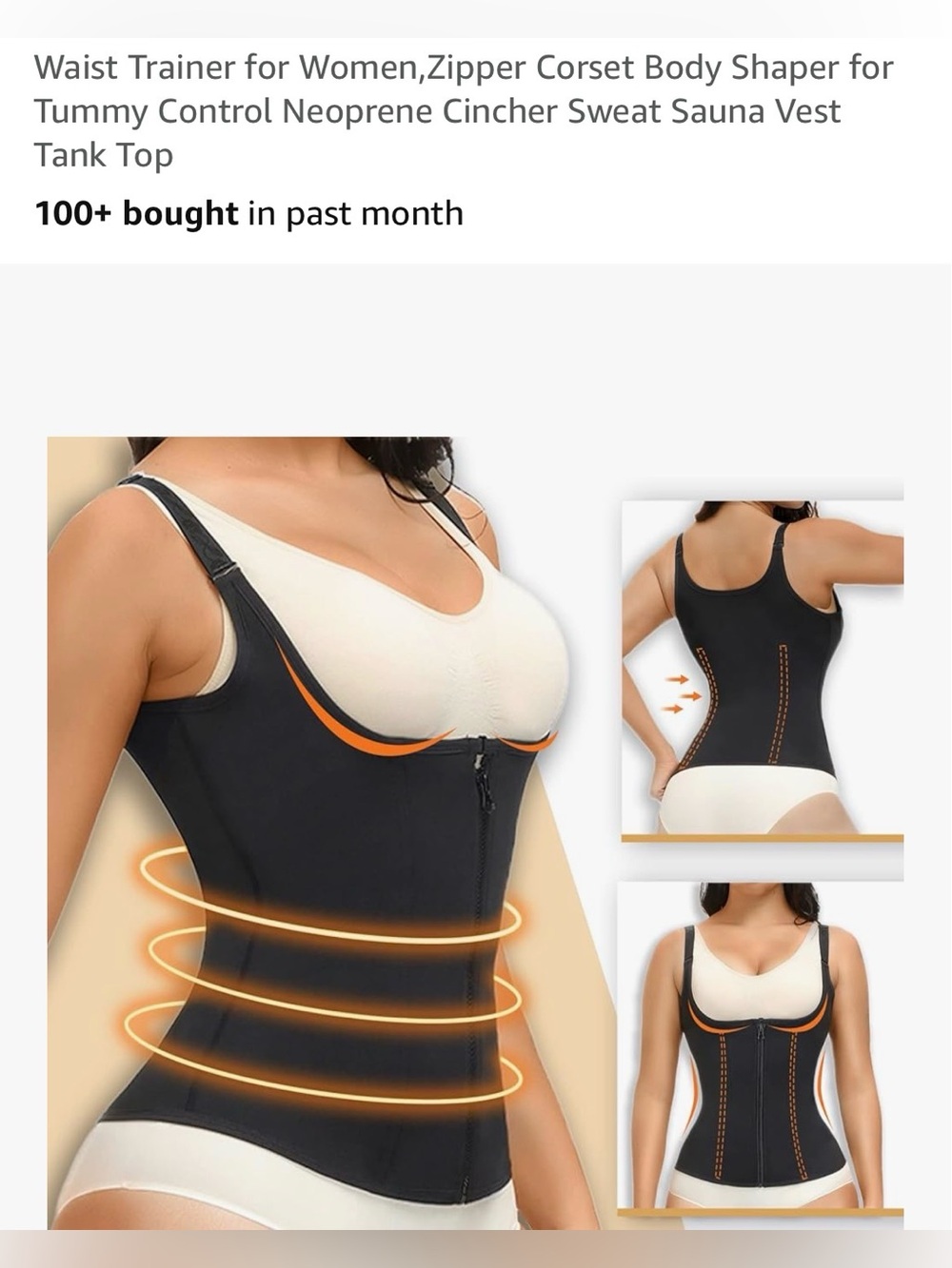 Waist Trainer Zipper Corset Body Shaper Vest for Women - Black